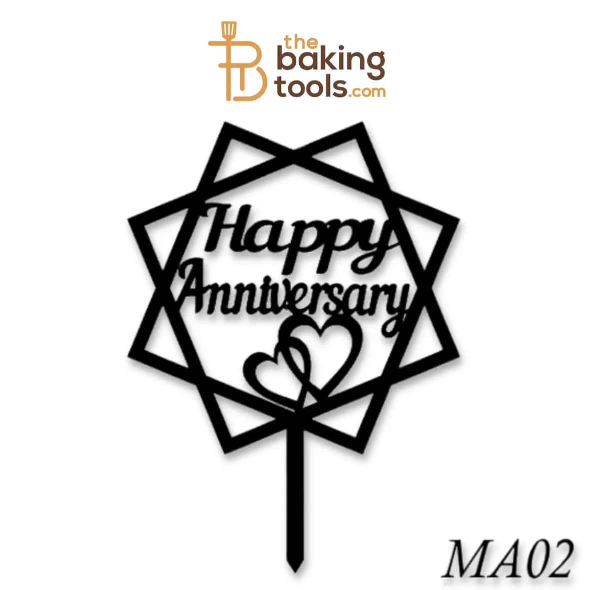 Happy Anniversary Acrylic Cake Topper Tag MA02 - thebakingtools.com