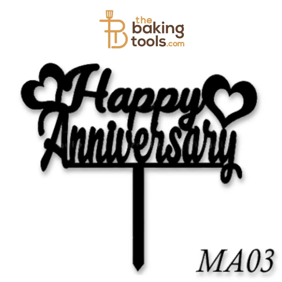 Happy Anniversary Acrylic Cake Topper Tag MA03 - thebakingtools.com