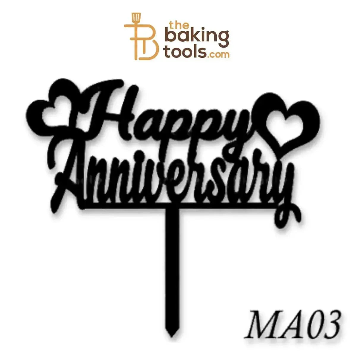 Happy Anniversary Acrylic Cake Topper Tag MA03 - thebakingtools.com