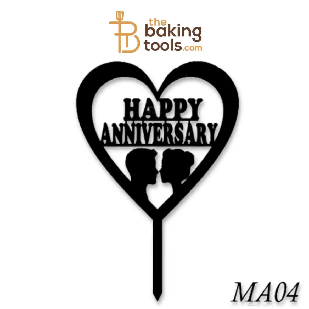 Happy Anniversary Acrylic Cake Topper Tag MA04 - thebakingtools.com