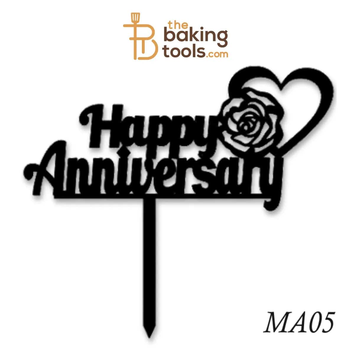 Happy Anniversary Acrylic Cake Topper Tag MA05 - thebakingtools.com