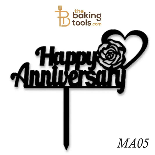 Happy Anniversary Acrylic Cake Topper Tag MA05 - thebakingtools.com