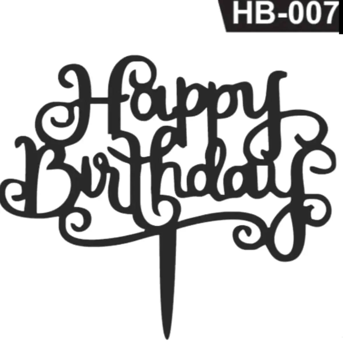 Happy Birthday Acrylic Cake Topper Tag HB-007 | The Baking Tools - thebakingtools.com