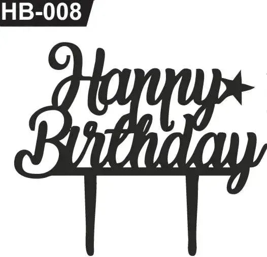 Happy Birthday Acrylic Cake Topper Tag HB-008 | The Baking Tools - thebakingtools.com