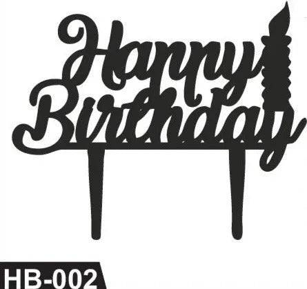 Happy Birthday With Candle Shape Acrylic Cake Topper Tag HB-002 - thebakingtools.com