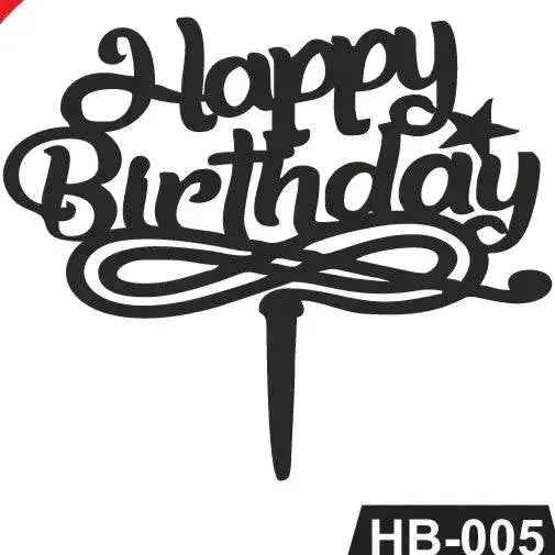 Happy Birthday With Infinity Symbol Acrylic Cake Topper Tag HB-005 - thebakingtools.com