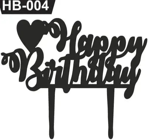 Happy Birthday With Little Heart Acrylic Cake Topper Tag HB-004 - thebakingtools.com