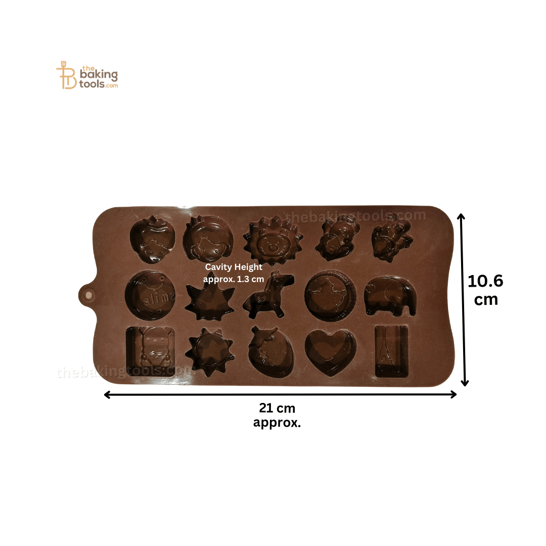 15 Cavity Mix Shape Silicone Chocolate Mould - thebakingtools.com