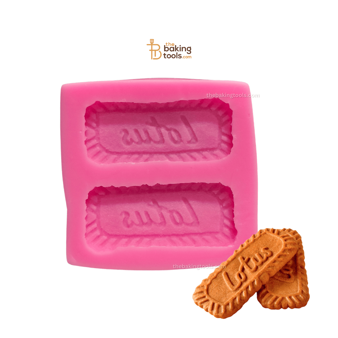 2 Cavity 3D Lotus Biscoff Biscuit Shape Silicone Fondant Gum Paste Mould - thebakingtools.com