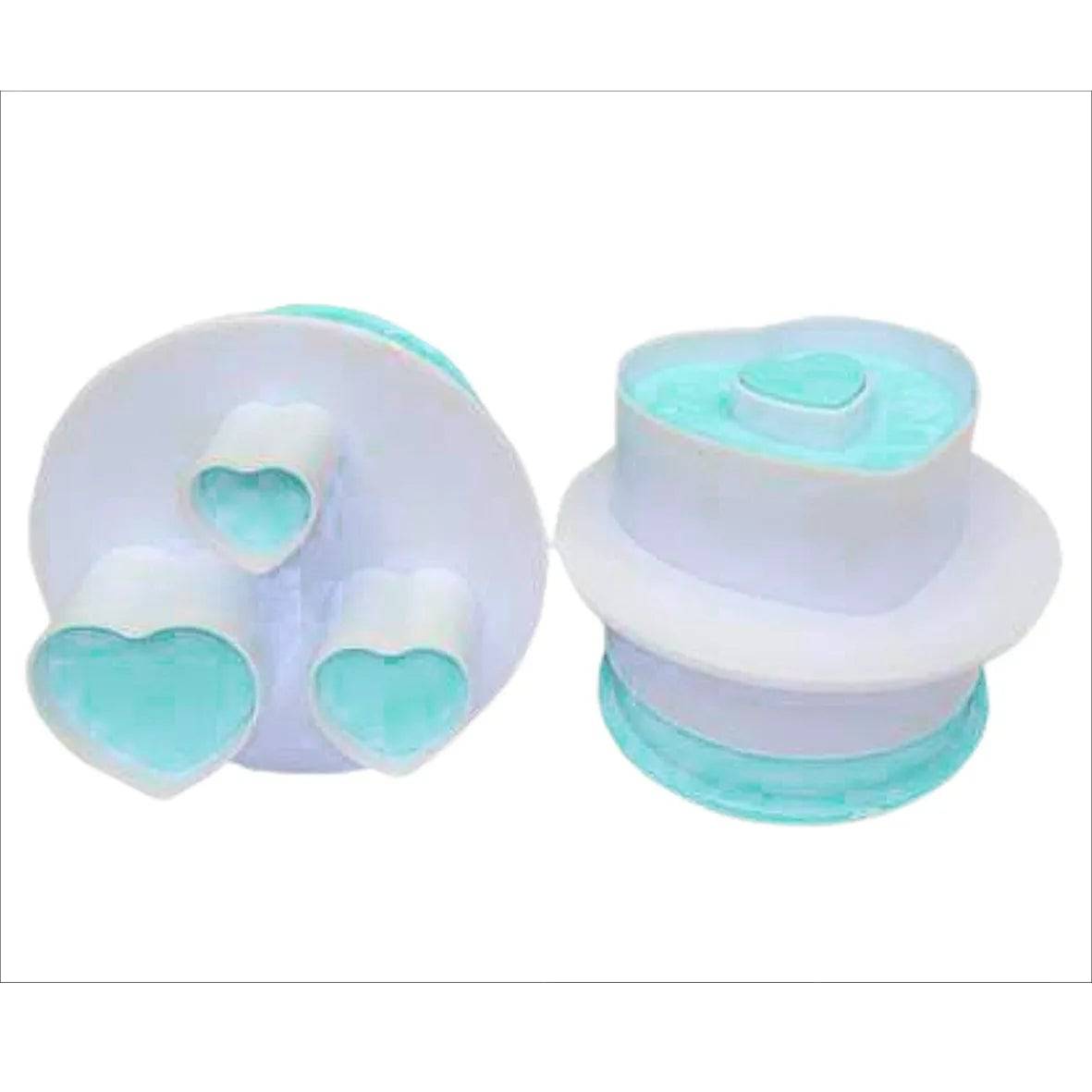 2 PCs BIG HEART PLUNGER CUTTER-BLUE - thebakingtools.com