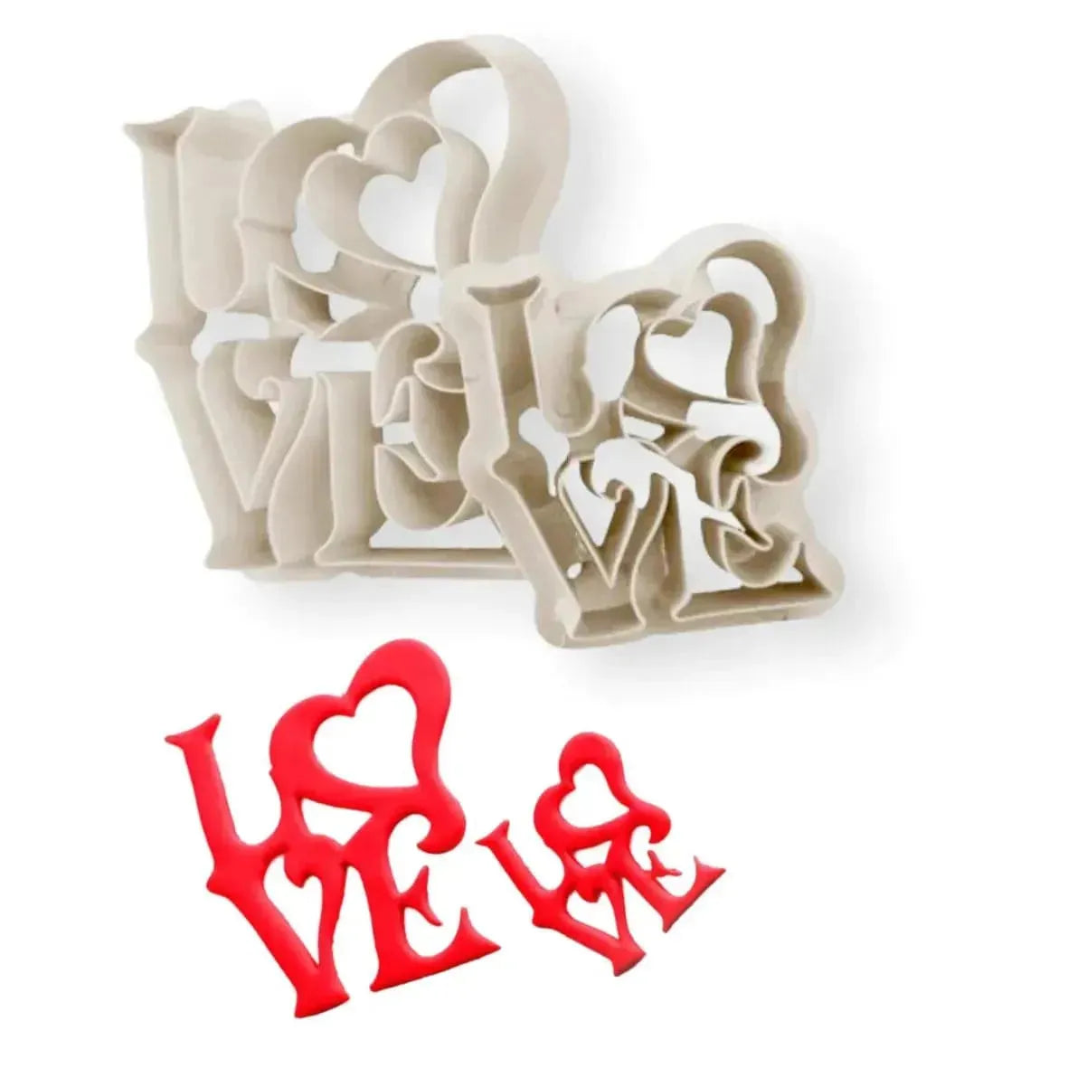 2 Pcs Love With Heart Shape Plunger Cutter - thebakingtools.com