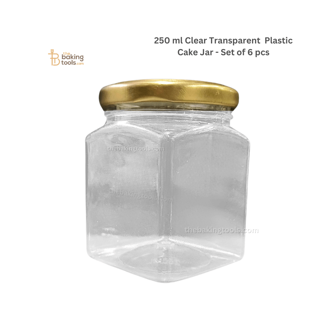 250 ml Clear Transparent Plastic Cake Jar - Set of 6 pcs - thebakingtools.com