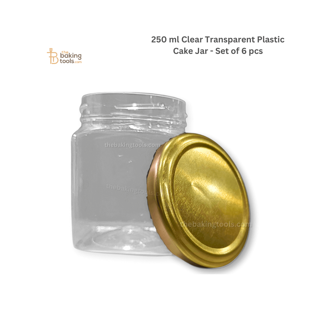 250 ml Clear Transparent Plastic Cake Jar - Set of 6 pcs - thebakingtools.com