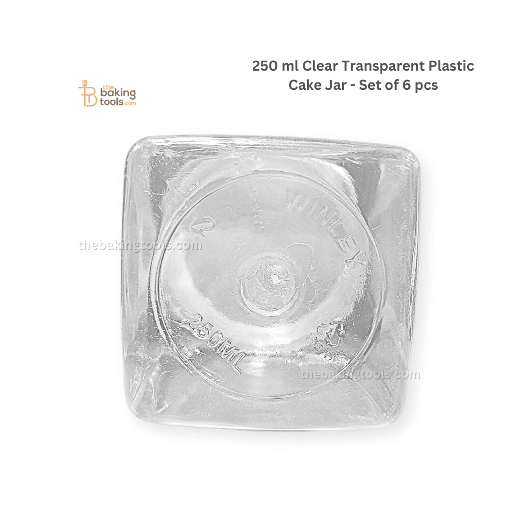 250 ml Clear Transparent Plastic Cake Jar - Set of 6 pcs - thebakingtools.com