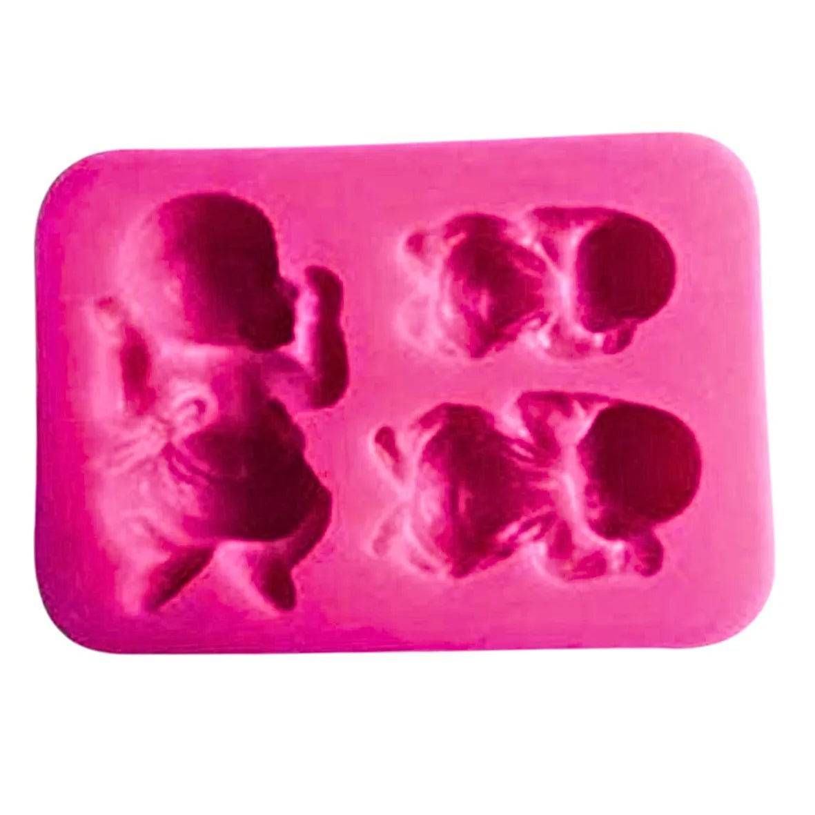 3 Cavity 3D Sleeping Baby Silicone Fondant Gum Paste Mould - thebakingtools.com