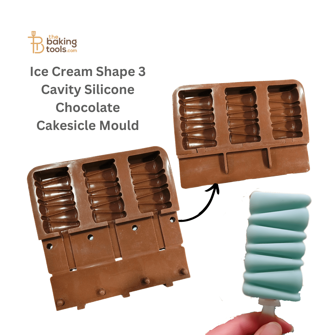 3 Cavity Rectangular Swirl Ice Cream Shape Silicone Cakesicle Mould - thebakingtools.com