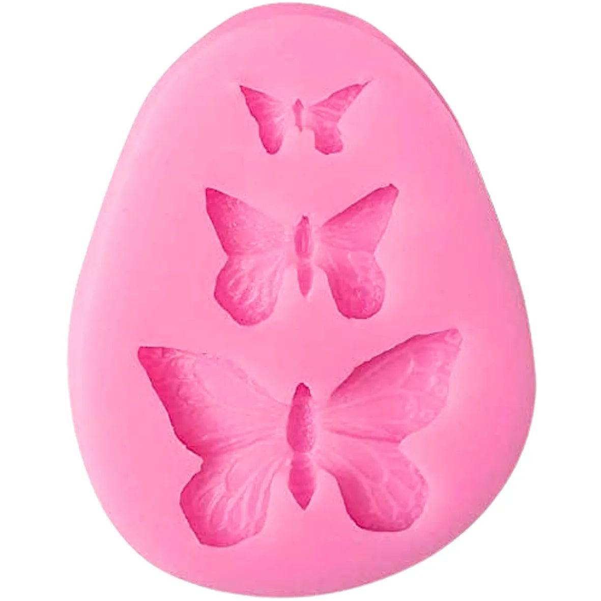 3 Cavity Small Medium Big Butterfly Shaped Silicone Fondant Gum Paste Mould - thebakingtools.com