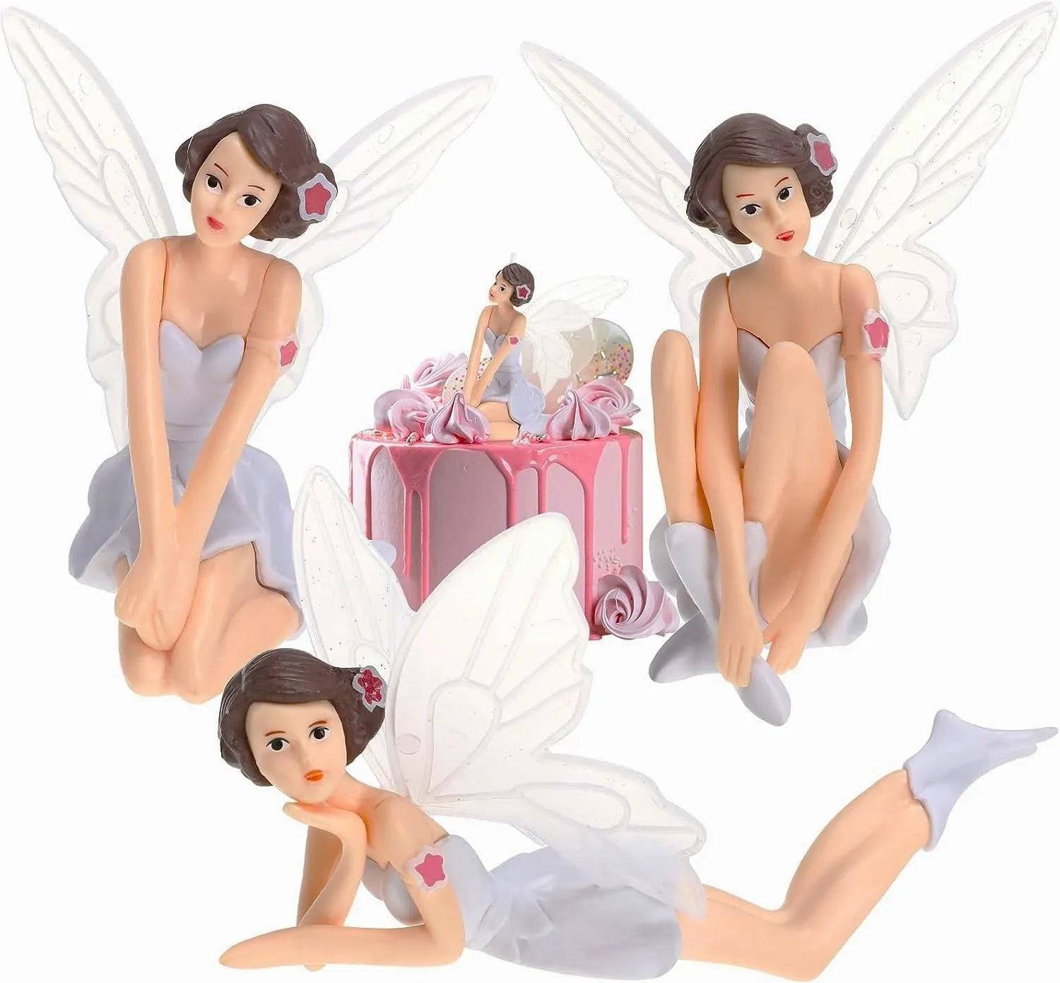 3 Pcs Fairy Doll Cake Topper Angel With Wings Dolls product image for website - thebakingtols.com