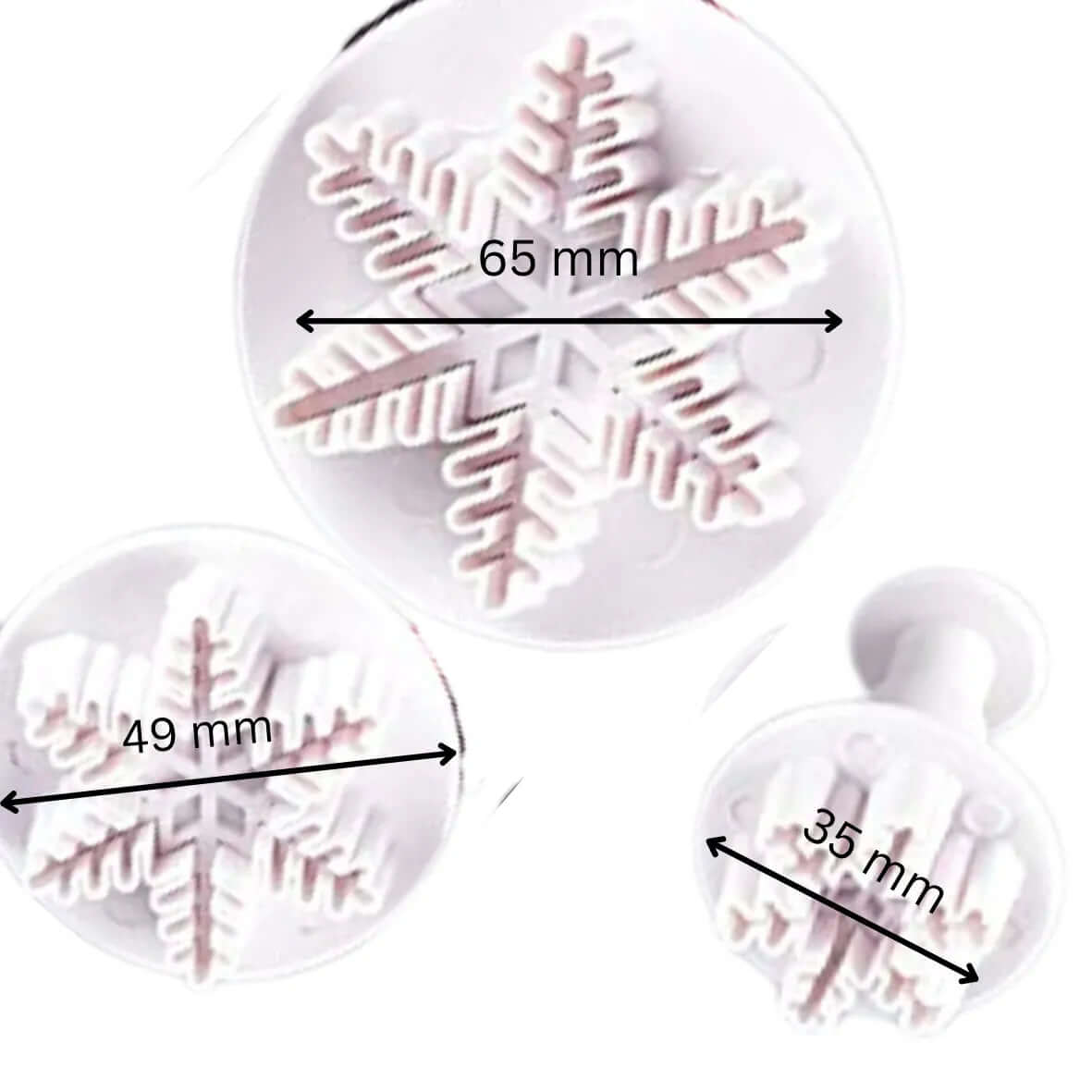 3 PCs Fine Snowflake Plunger Cutter - thebakingtools.com