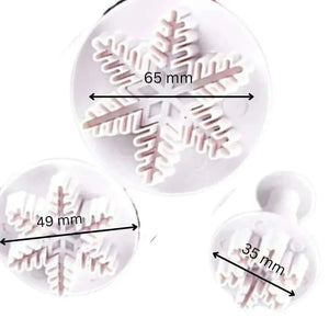 3 Pcs Fine Snowflake Plunger Cutter for Fondant Art