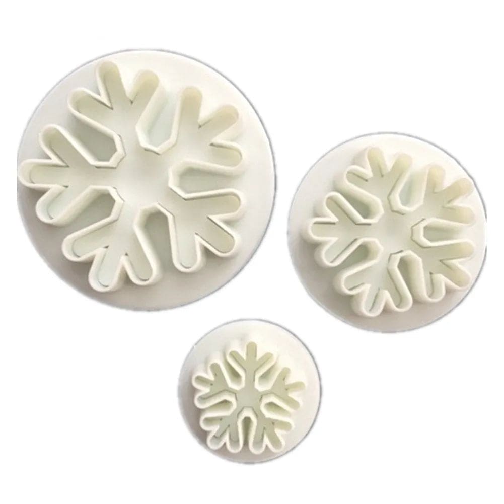 3 PCs Snowflake Plunger Cutter - thebakingtools.com