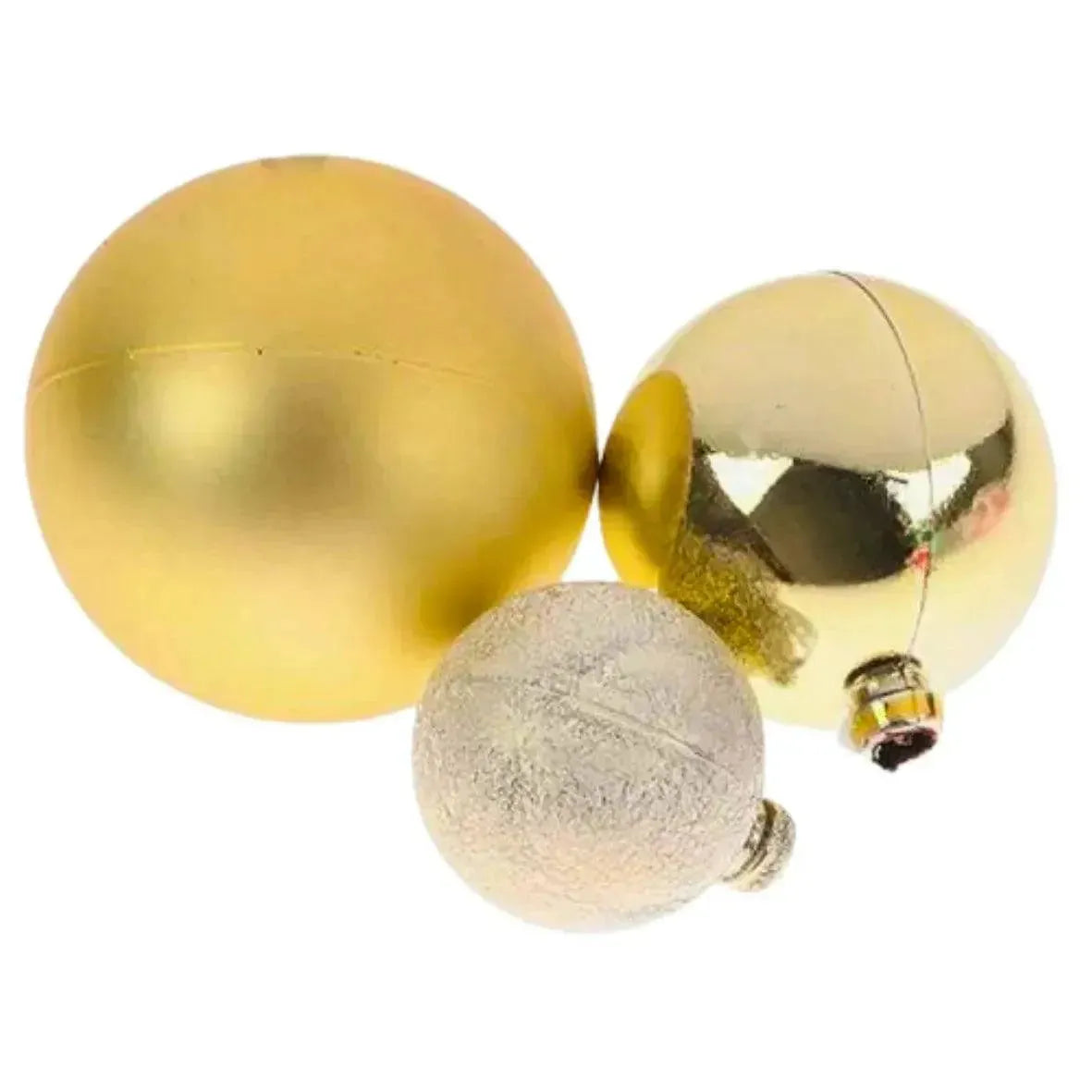 3 Piece Golden Faux Ball Toppers - Golden Baubles Christmas Cake Topper - thebakingtools.com