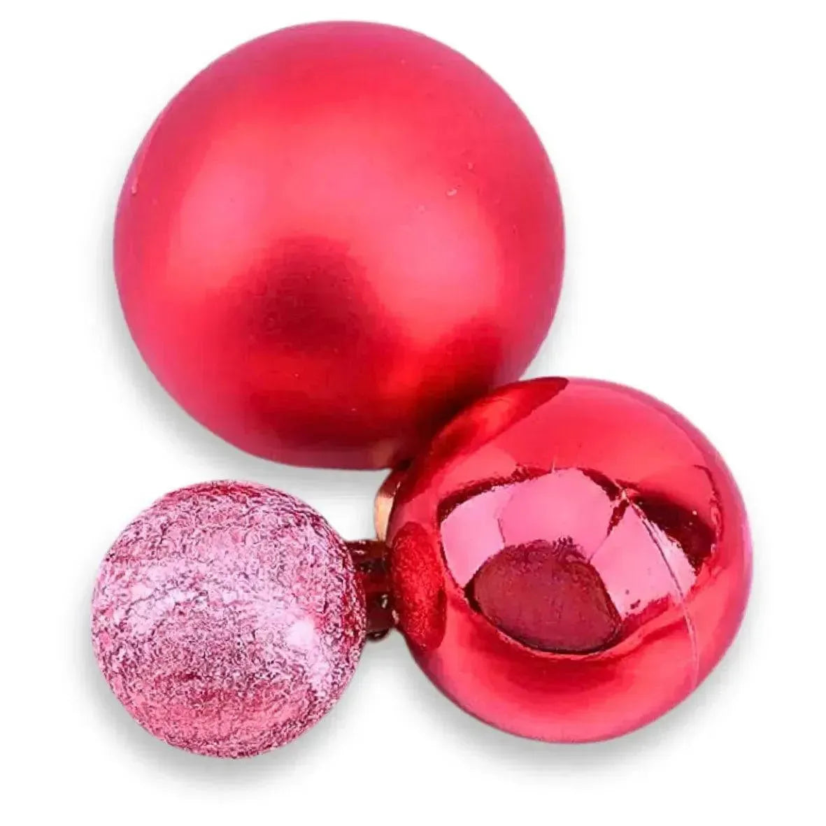 3 Piece Red Faux Ball Cake Toppers - Red Baubles Christmas Cake Topper - thebakingtools.com