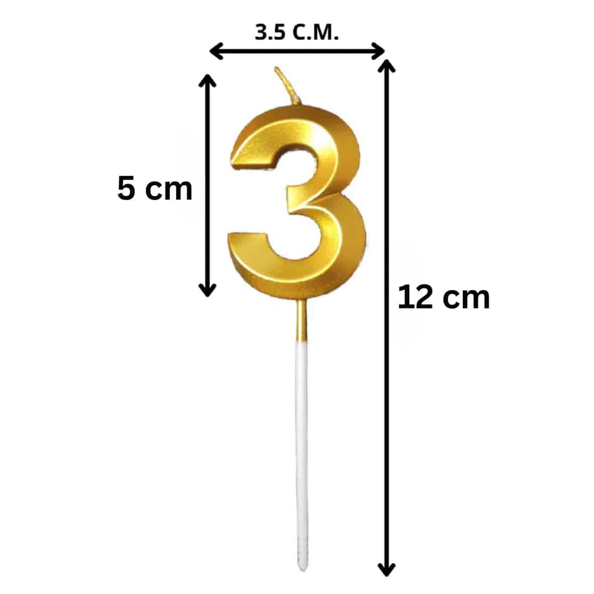 3 Three Golden Number Candle - thebakingtools.com