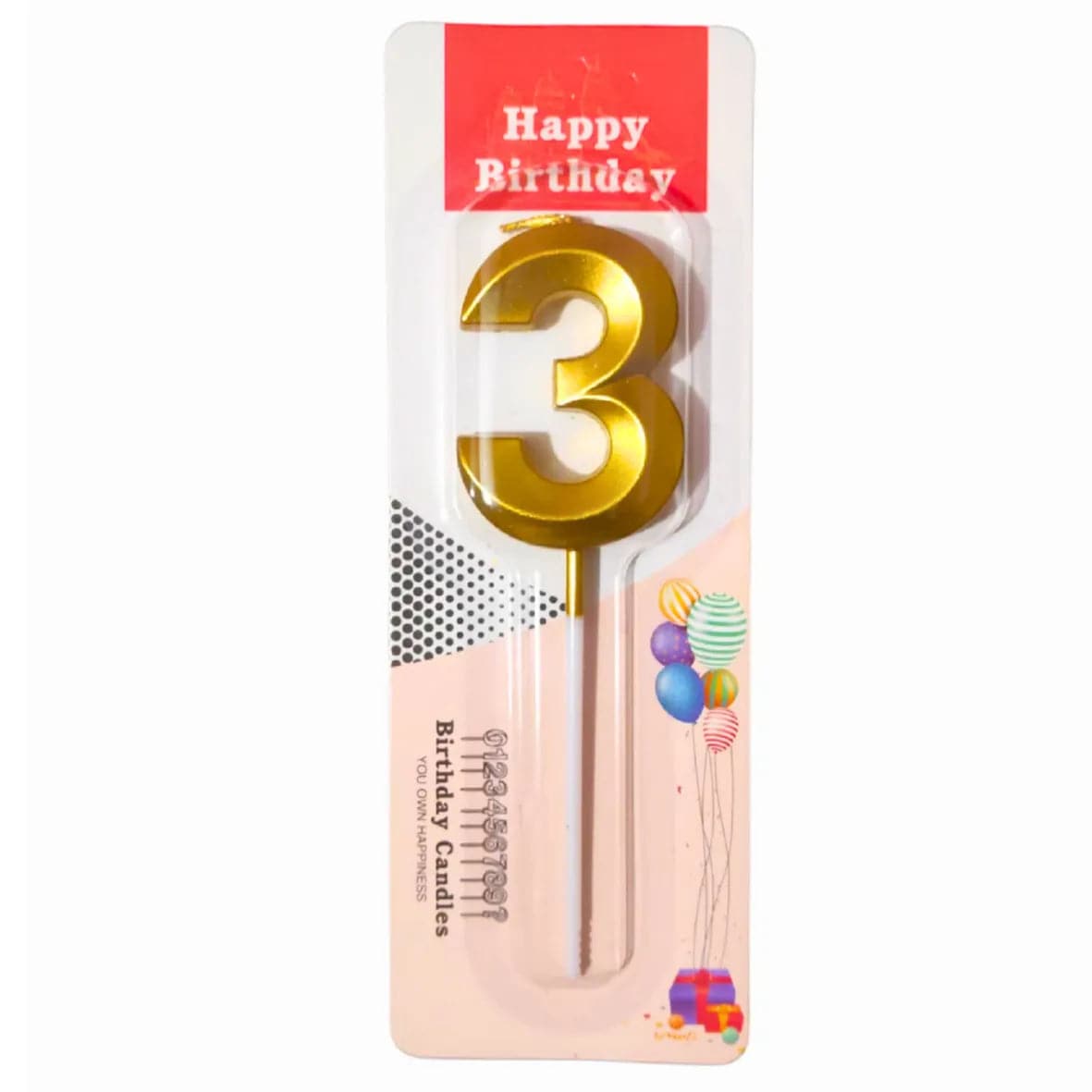 3 Three Golden Number Candle - thebakingtools.com