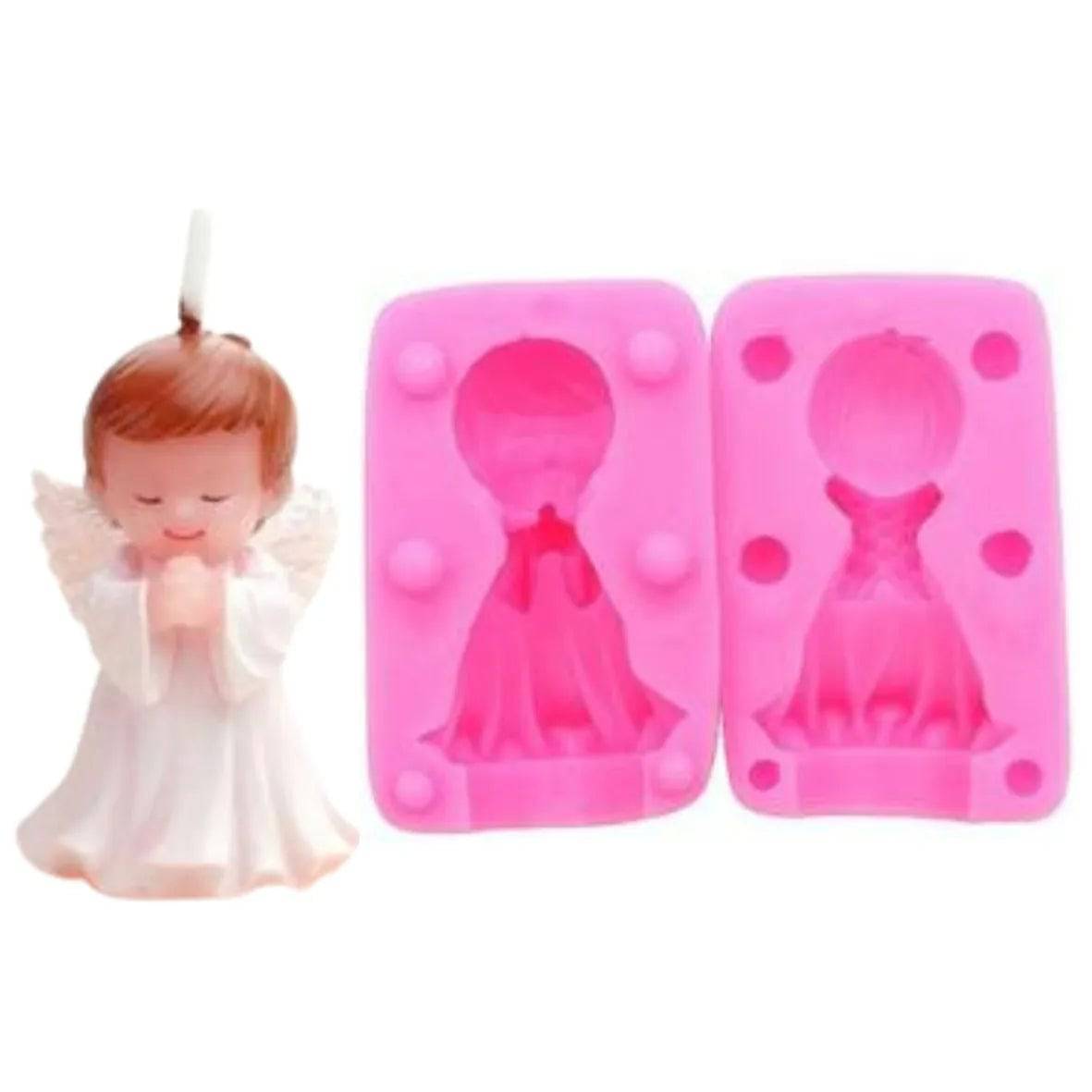 3D Little Angel Praying Doll 2 Silicone Fondant Gumpaste Mould - thebakingtools.com