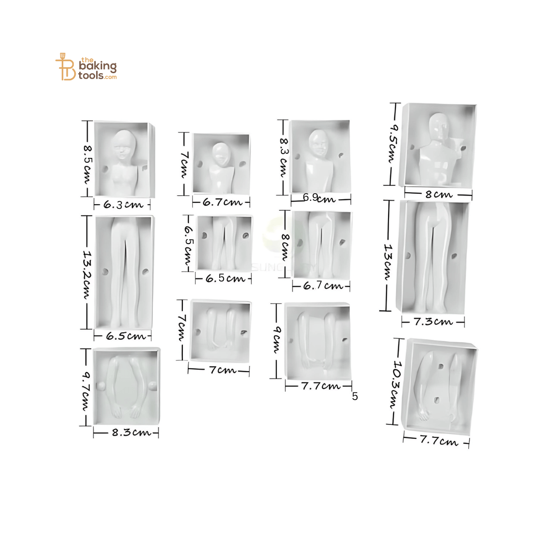 3D People Moulds Set of 24 Pieces (4 People) | Family Figure Fondant Decorating Mould Set - thebakingtools.com