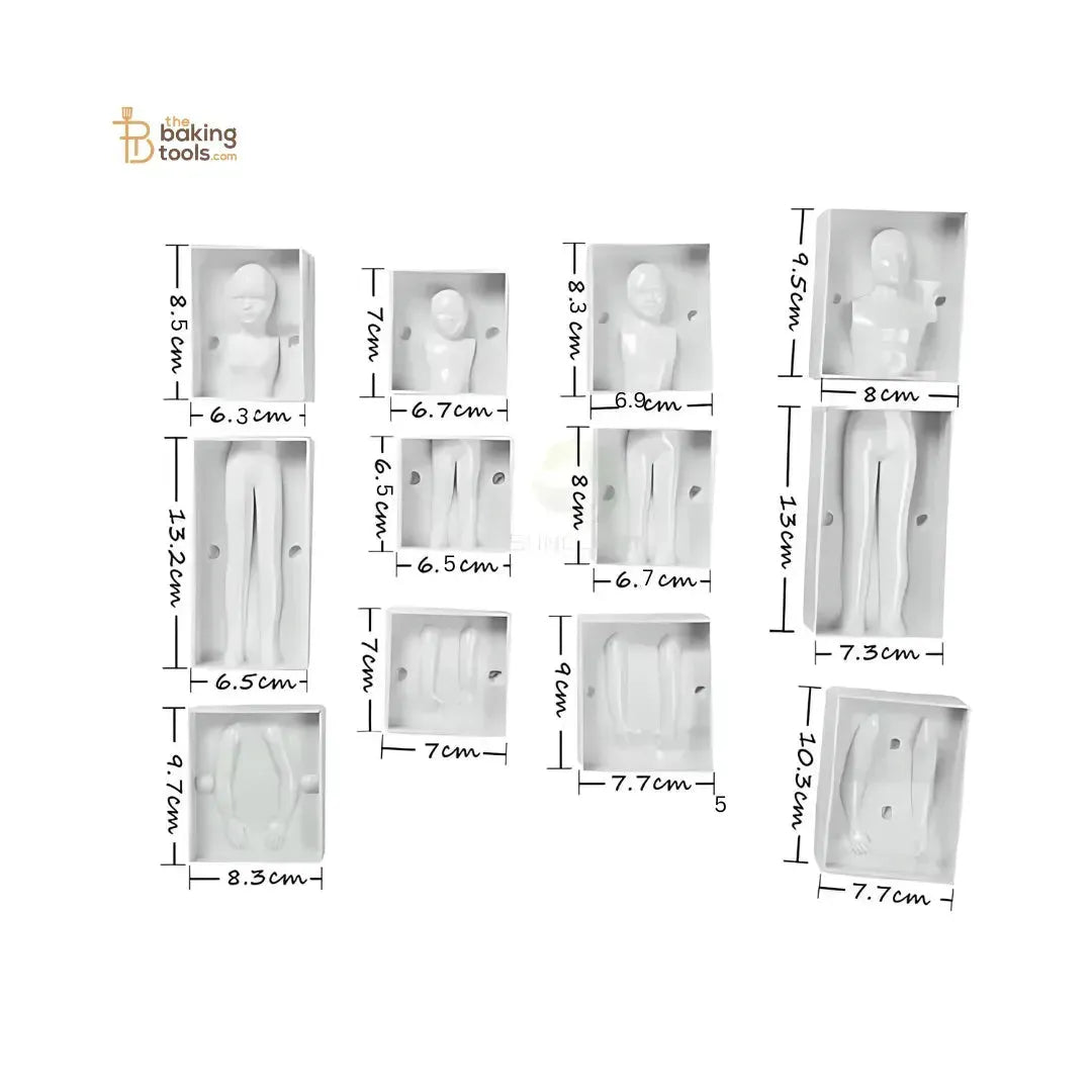 3D People Moulds Set of 24 Pieces (4 People) | Human Full Body Mould - thebakingtools.com