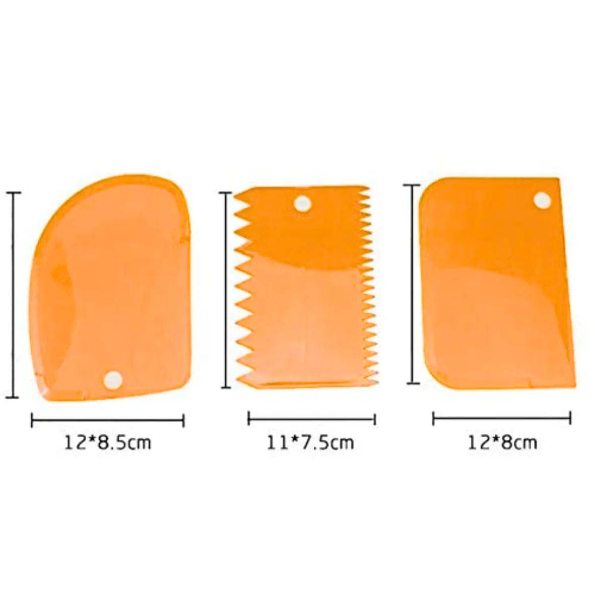 3Pcs Cake Scraper With Dough Cutter, Plastic - thebakingtools.com