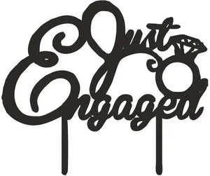 Engaged Tag Just Engaged Acrylic Cake Tag | 4 Inch Engagement Topper