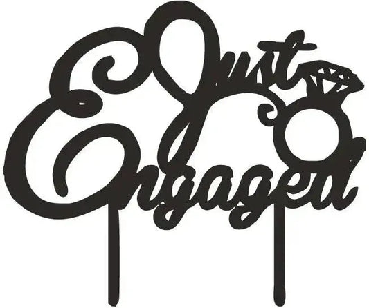 4 Inch Just Engaged Acrylic Cake Topper Tag , (EN-017) - thebakingtools.com