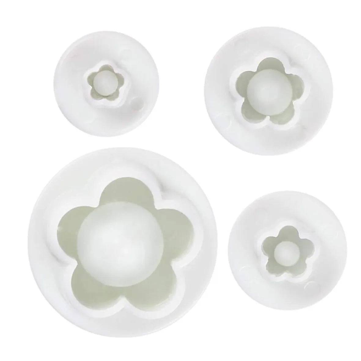 4 PCs Five Petal Flower Plunger Cutter - thebakingtools.com