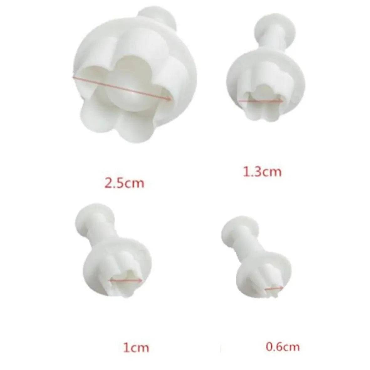 4 PCs Five Petal Flower Plunger Cutter - thebakingtools.com