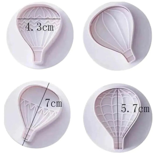 4 Pcs Hot Air Balloon Plunger Cutter Fondant Cookie And Clay Cutter - thebakingtools.com