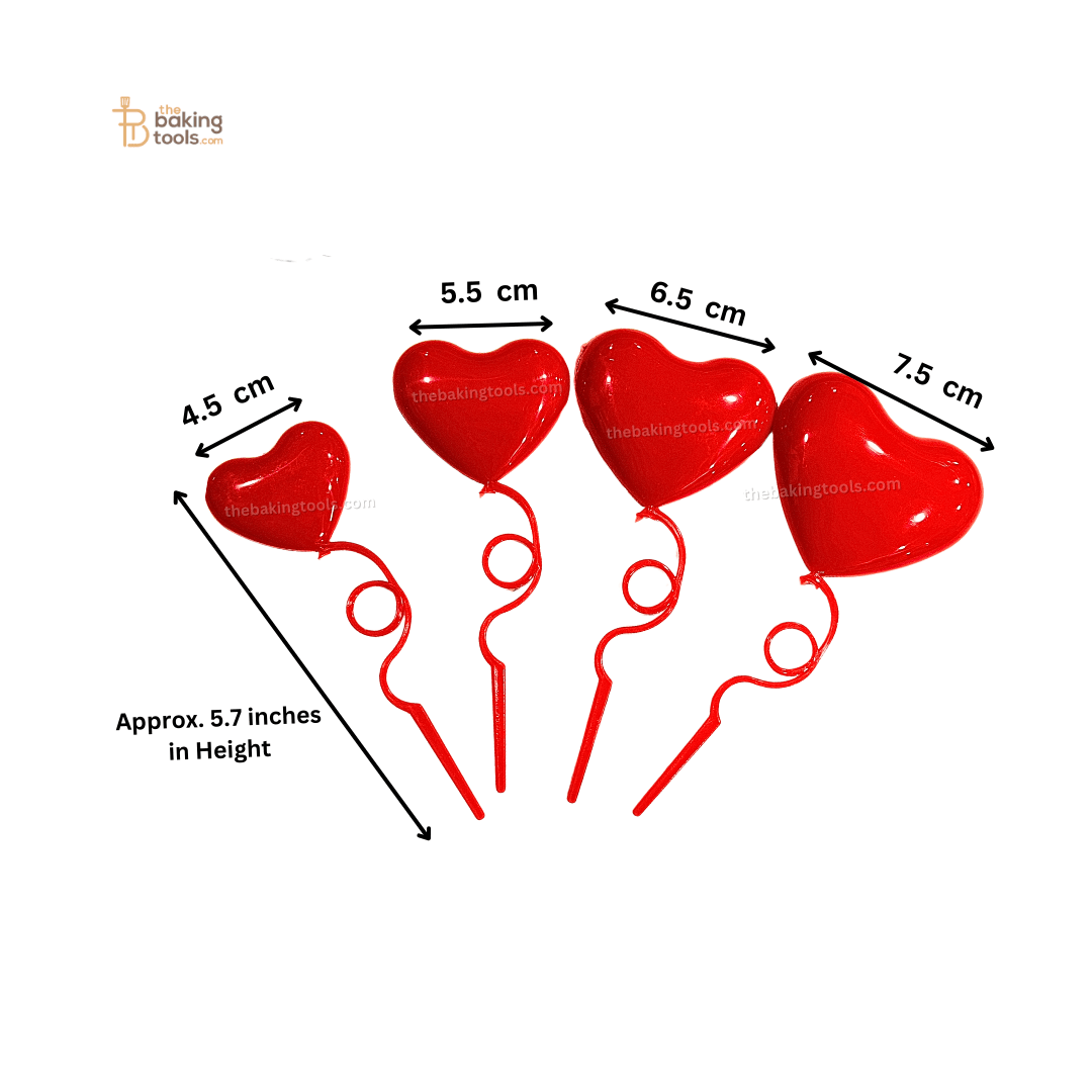 4 Pcs Red Heart Shape Spring Cake Topper Valentine's Cake Topper - thebakingtools.com