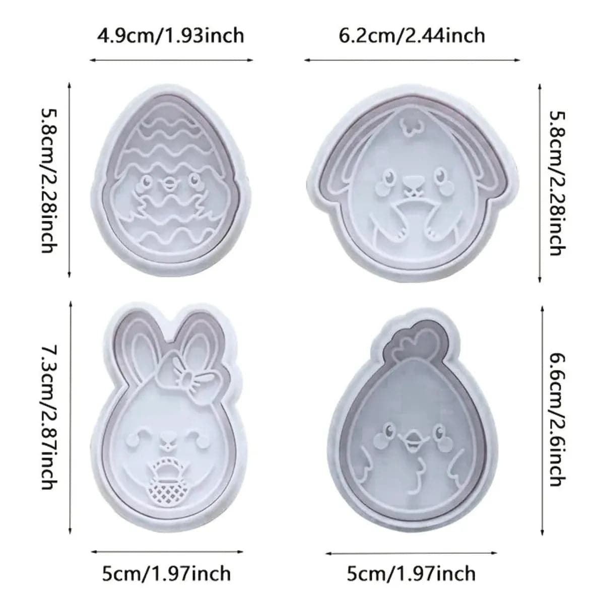 4 PCs Set Egg, Chick, and Bunny Plunger Cutter - thebakingtools.com