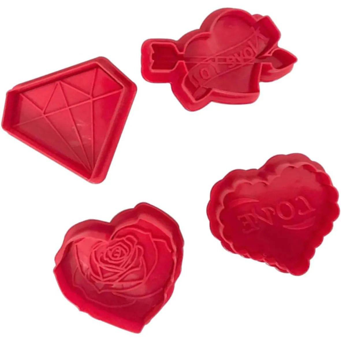 4 PCs Valentine Day Plunger Cutters - thebakingtools.com