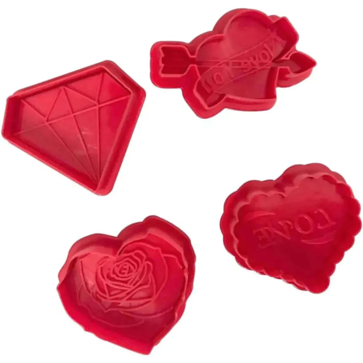 4 PCs Valentine Day Plunger Cutters - thebakingtools.com