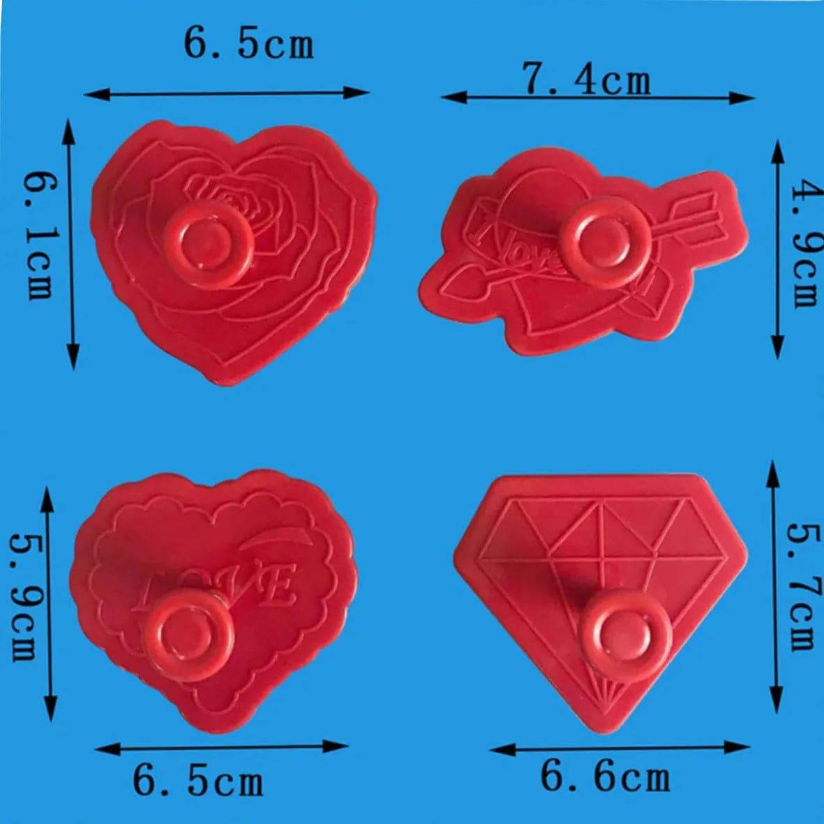 4 PCs Valentine Day Plunger Cutters - thebakingtools.com