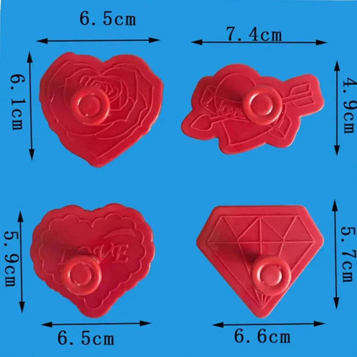 4 PCs Valentine Day Plunger Cutters - thebakingtools.com