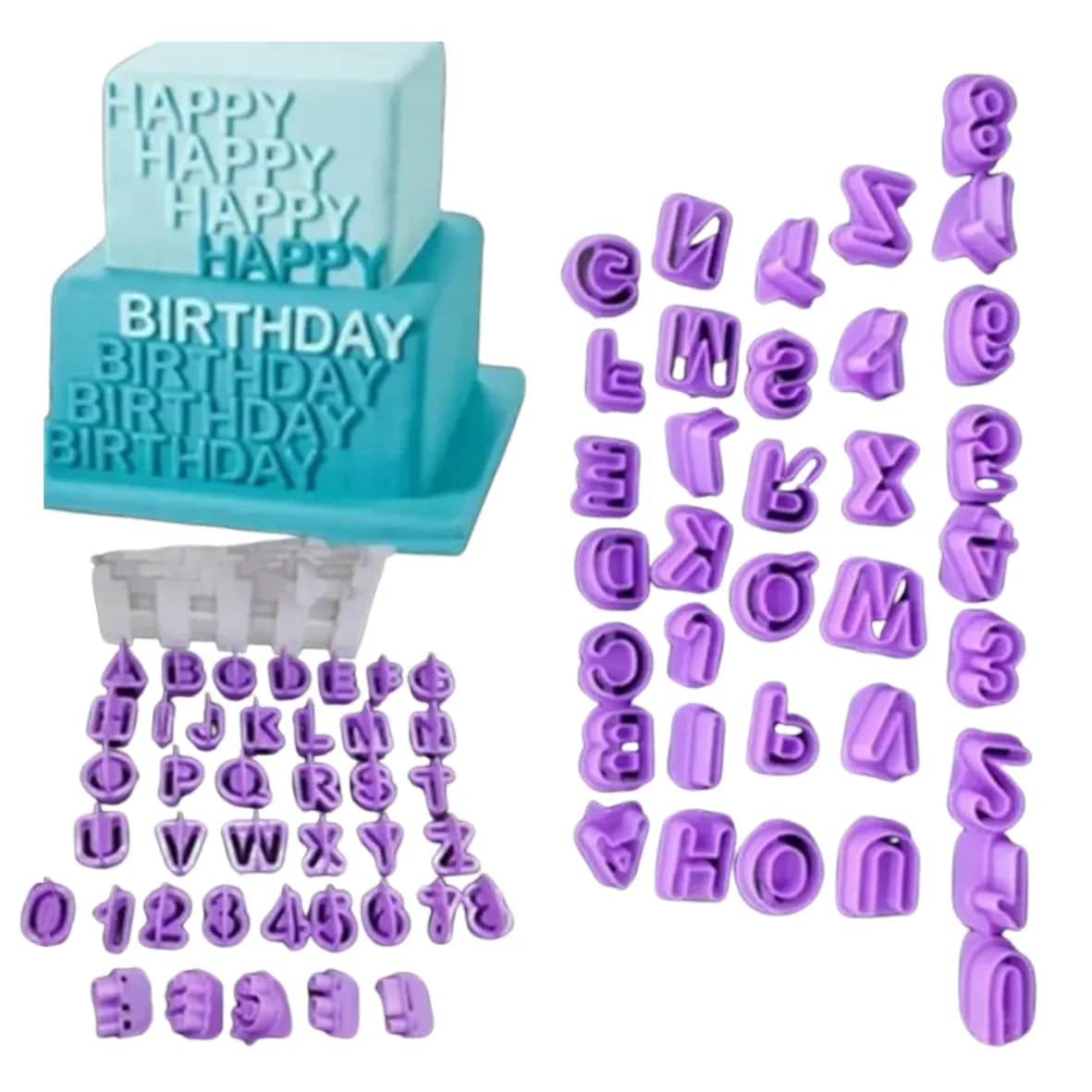 40 Piece Plastic Alphabet Plunger Cutter Set - thebakingtools.com