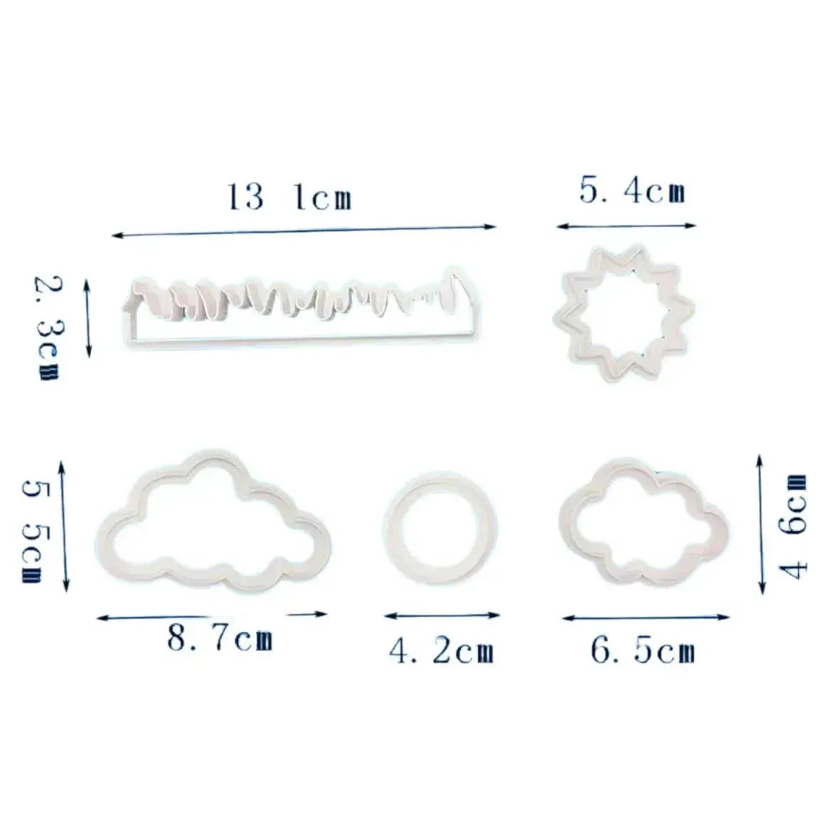5 PCs Grass Sun Cloud Cutter Set - thebakingtools.com