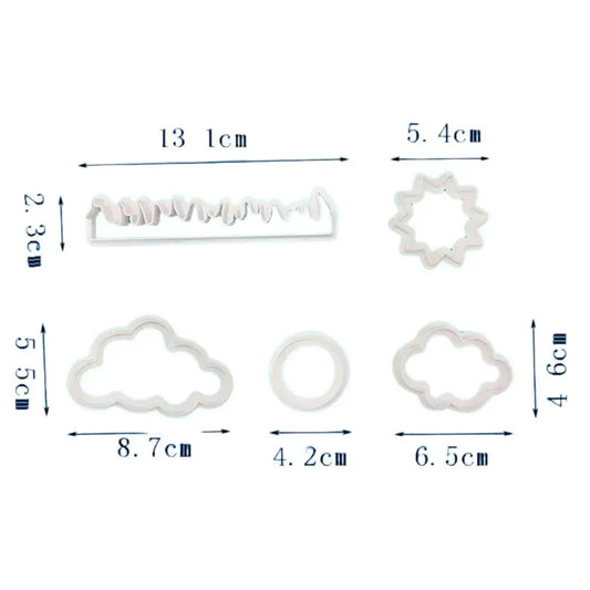 5 PCs Grass Sun Cloud Cutter Set - thebakingtools.com