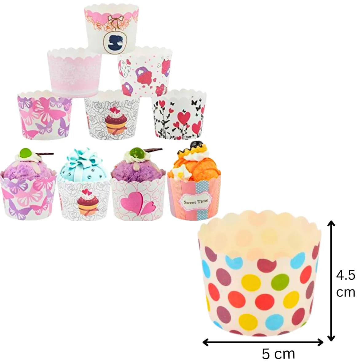 50 PCs Round Direct Baking Cup - Cupcake Liners | Baking Cup (Random Design) - thebakingtools.com