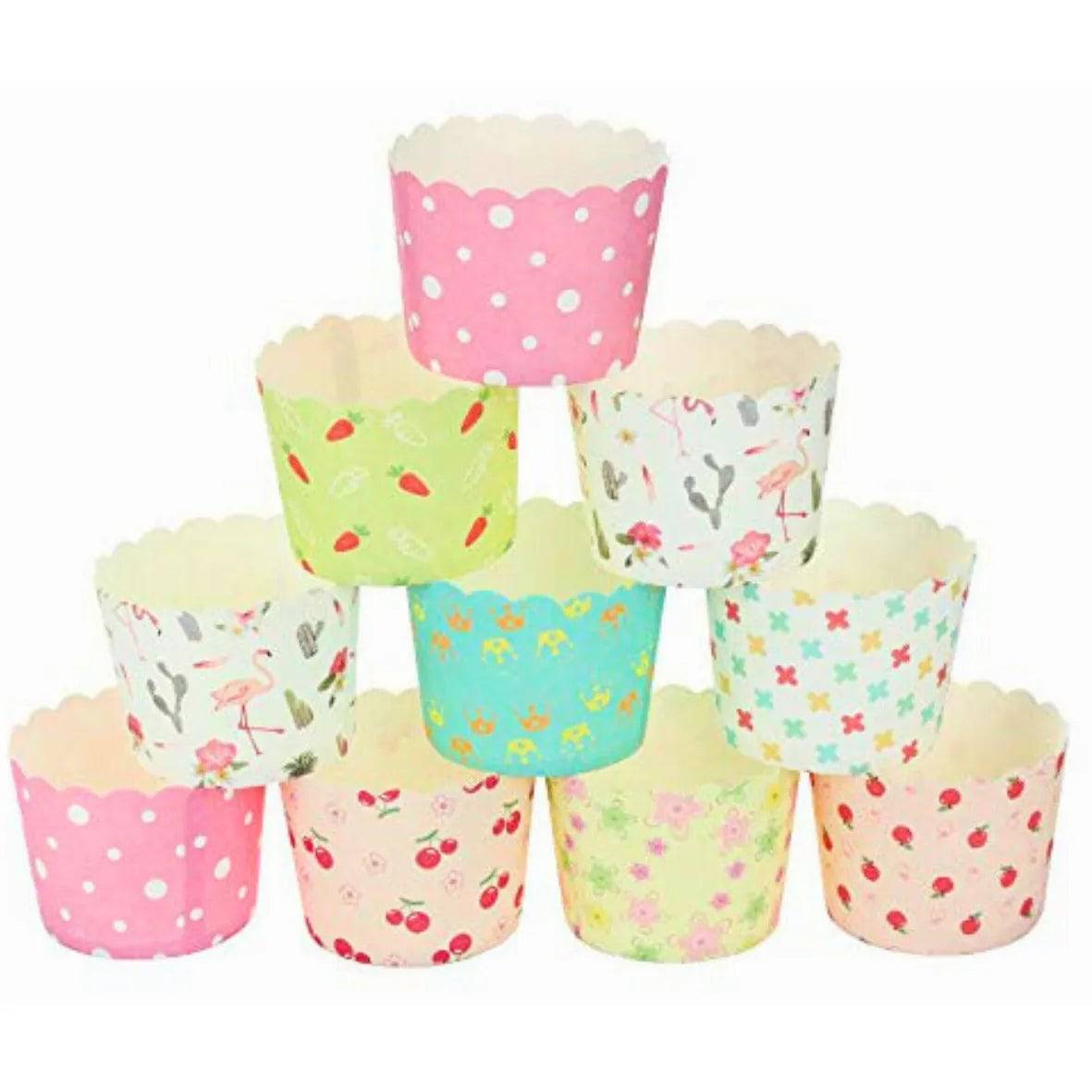 50 PCs Round Direct Baking Cup - Cupcake Liners | Baking Cup (Random Design) - thebakingtools.com