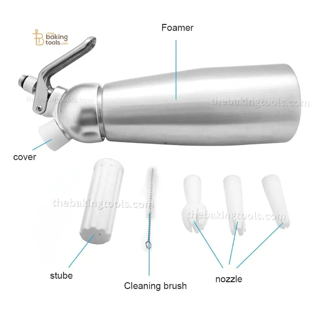 500ml Cream Whipper with Three Nozzles | Whipped Cream Dispenser - thebakingtools.com